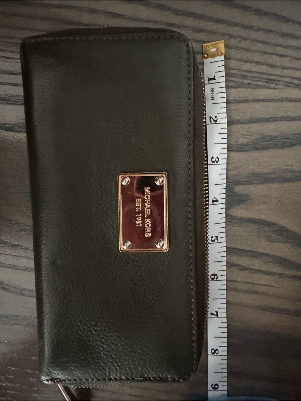Michael Kors Black Pebbled Leather Wallet with Gold Plate